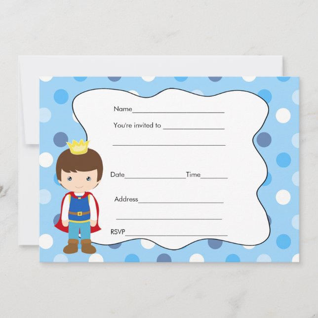 Prince Birthday Baby Shower-inbjudan fylls i Inbjudningar (Framsida)