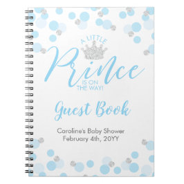 Prince Blue Silver Baby Shower Guest Bok Anteckningsbok