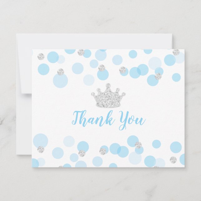 Prince Blue Silver Confetti Baby Shower Tack (Framsida)