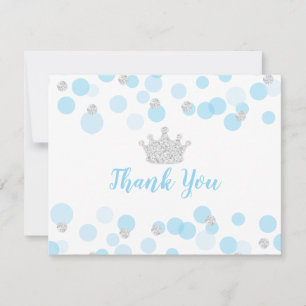 Prince Blue Silver Confetti Baby Shower Tack Kort