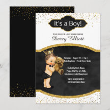 Prince Boy Baby Shower | Black Faux Guld Glitter