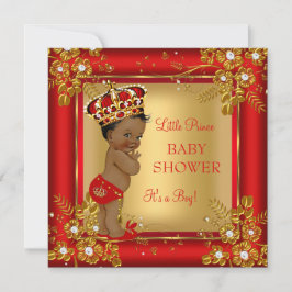 Prince Boy Baby Shower Guld Red American Inbjudningar