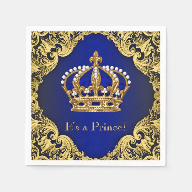 Prince Boy Baby Shower Napkins Pappersservett (Framsidan)