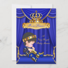 Prince Boy Shower Royal Blue Drapes Brunette Inbjudningar
