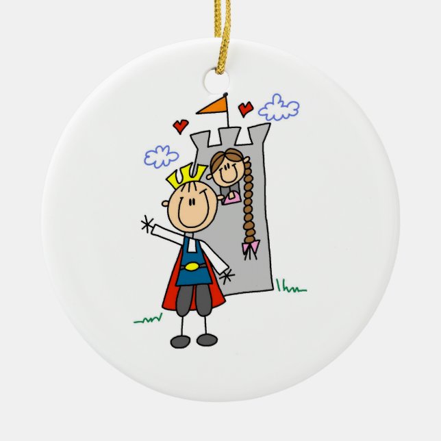 Prince Charmig Rädda Princess Julgransprydnad Keramik (Framsidan)