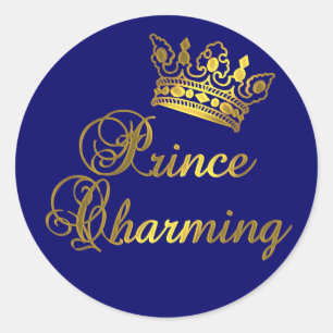Prince Charming i Guld T-shirt för Baby eller Vuxe Runt Klistermärke