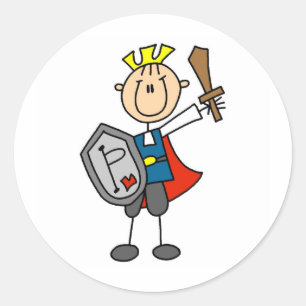 Prince Charming med Sword and Shield-märke Runt Klistermärke