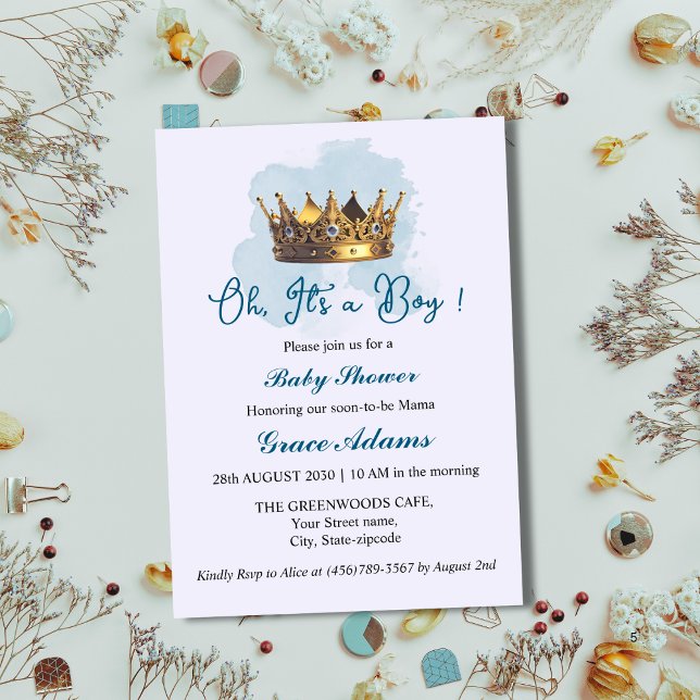 Prince Crown (baby boy) Baby Shower Invitation Inbjudningar (Skapare uppladdad)