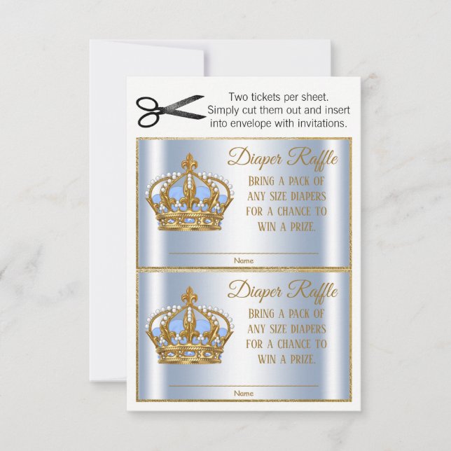 Prince Diaper Raffle Biljett Inbjudningar (Framsida)