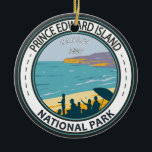 Prince Edward Island National Park Beach Badge Julgransprydnad Keramik<br><div class="desc">Prins Edward Island National Park-vektorkonst. Parken ligger längs öns norra strand,  vid St. Lawrence Bukt.</div>