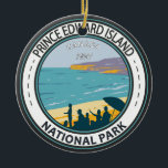 Prince Edward Island National Park Beach Badge Julgransprydnad Keramik<br><div class="desc">Prins Edward Island National Park-vektorkonst. Parken ligger längs öns norra strand,  vid St. Lawrence Bukt.</div>