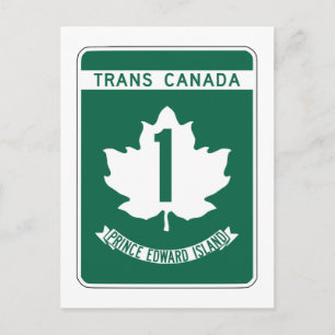 Prince Edward Island, Trans-Canada Highway Sign Vykort