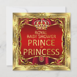 Prince eller Princess Baby Shower Red Guld Inbjudningar