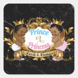 Prince eller Princess Blue & Rosa Royal Gender Rev Fyrkantigt Klistermärke
