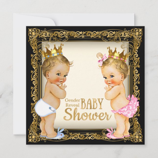 Prince eller Princess Gender Reveal Finare Baby Sh Inbjudningar (Framsida)