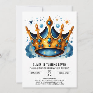 Prince Enchanted Birthday Krona Inbjudningar