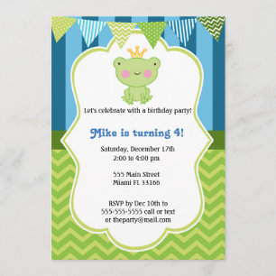 Prince Frog Birthday-inbjudan Inbjudningar