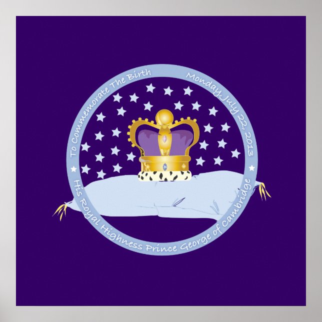 Prince George från Cambridge Pillow och Krona Poster (Framsidan)