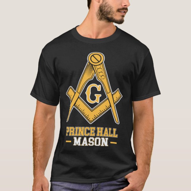 Prince Hall Mason Square och Compasserar G-symbole T Shirt (Framsida)