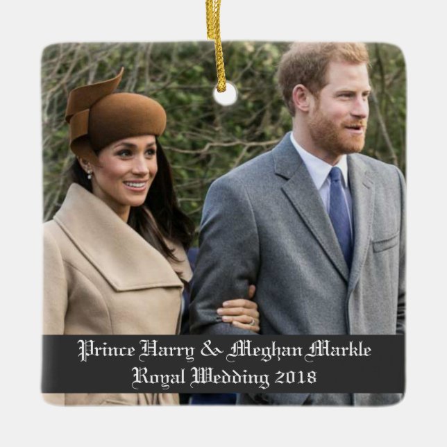 Prince Harry & Meghan Markle Royal Bröllop 2018 Julgransprydnad Keramik (Framsida)