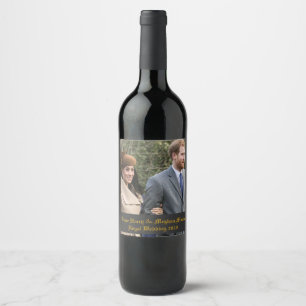 Prince Harry & Meghan Markle Royal Bröllop 2018 Vinflaska Etikett