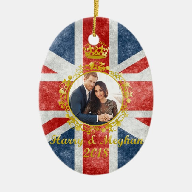 Prince Harry och Meghan Markle Julgransprydnad Keramik (Framsidan)