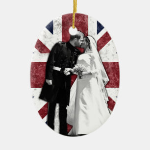 Prince Harry och Meghan Markle Royal Bröllop Julgransprydnad Keramik