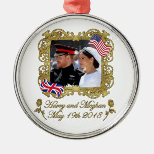 Prince Harry och Meghan Markle Royal Bröllop Julgransprydnad Metall