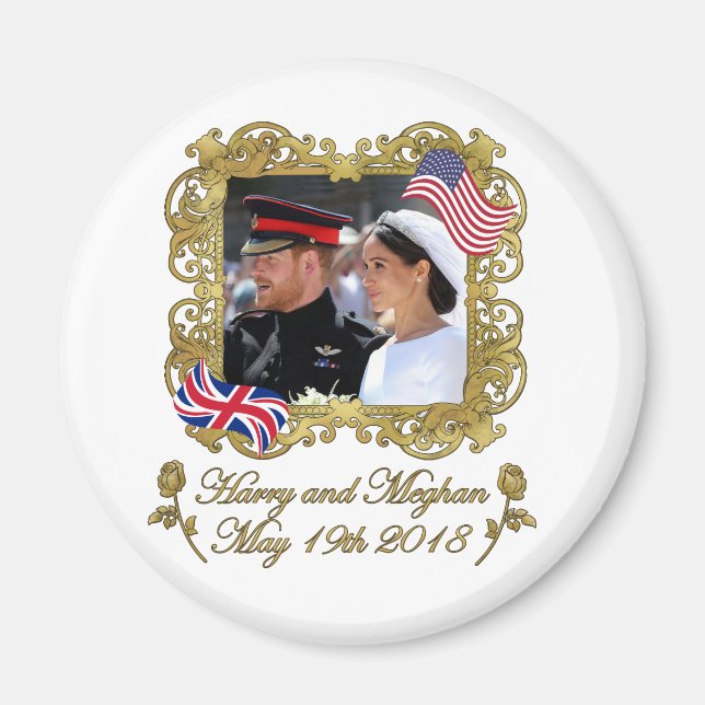 Prince Harry och Meghan Markle Royal Bröllop Magnet (Framsidan)