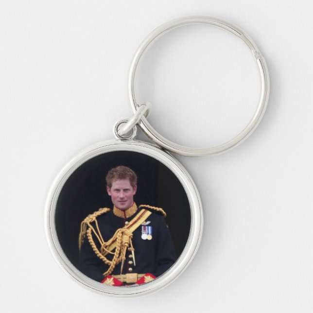 Prince Harry Rund Silverfärgad Nyckelring (Framsidan)