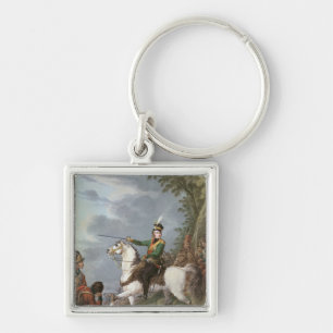 Prince Jozef Antoni Poniatowski 1809-13 Fyrkantig Silverfärgad Nyckelring