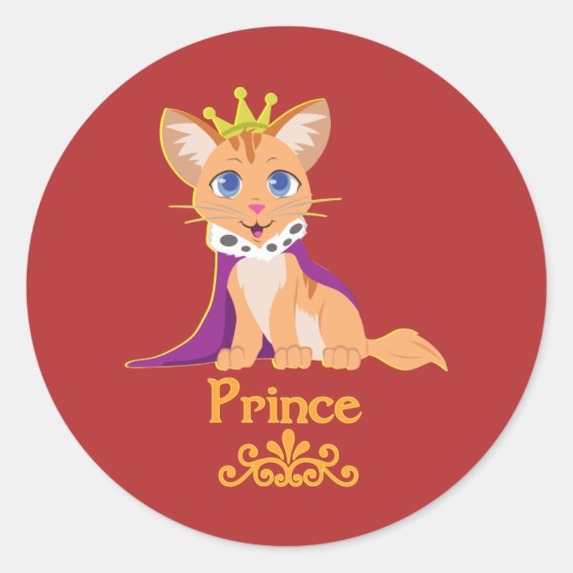 Prince Kitten Runt Klistermärke (Framsida)