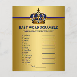 Prince Krona Baby Shower Games Ord Scramble