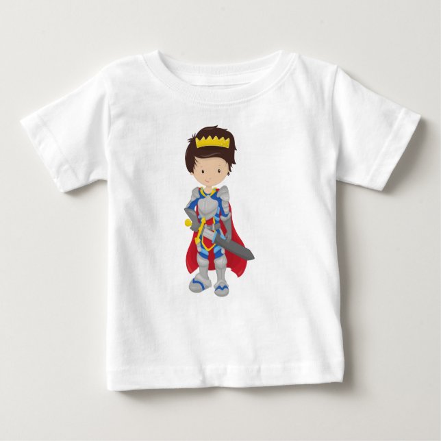 Prince, Kung, Knight, Sword, Krona, Brown Hair T Shirt (Framsida)