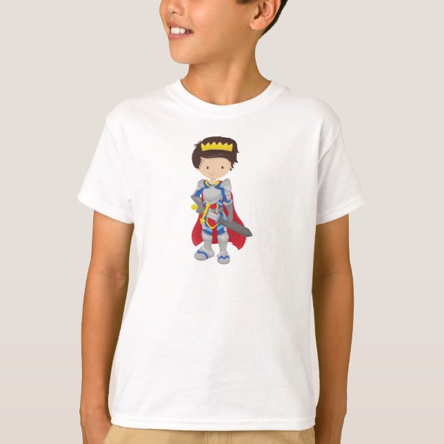 Prince, Kung, Knight, Sword, Krona, Brown Hair T Shirt (Framsida)