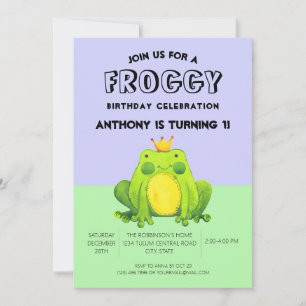 Prince Lila Abstrakt Modern Frog Inbjudningar