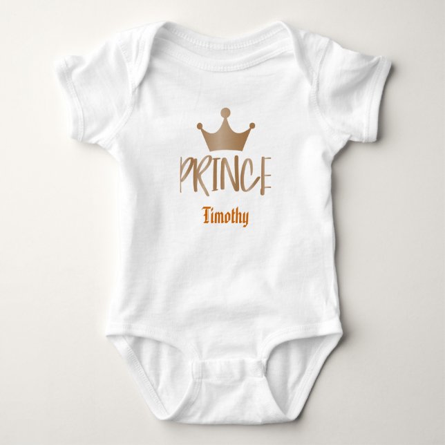Prince med Krona och redigerbar text T Shirt (Framsida)