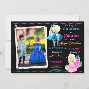 Prince och Princess-födelsedagsinbjudan med foto Inbjudningar