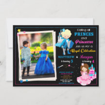 Prince och Princess-födelsedagsinbjudan med foto