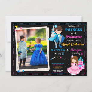 Prince och Princess-födelsedagsinbjudan med foto Inbjudningar