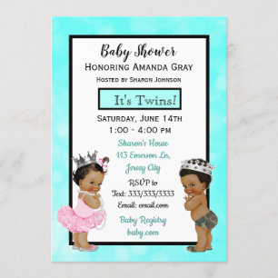 Prince och Princess Twillingars Baby Shower Inbjudningar