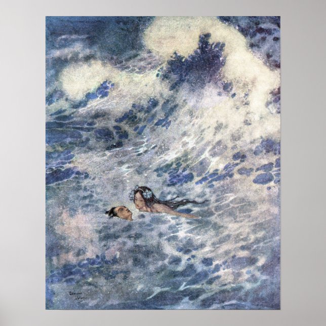 Prince och Sjöjungfru av Edmund Dulac Poster (Framsidan)