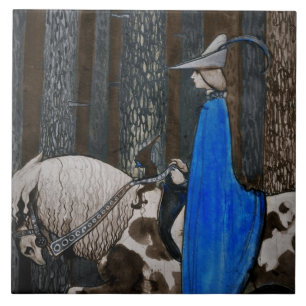 Prince och Tomten Ride genom Skogen Kakelplatta