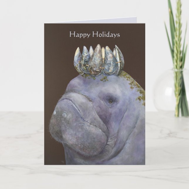Prince of the Lila Manatees lycklig helgdag card Helgkort (Framsida)