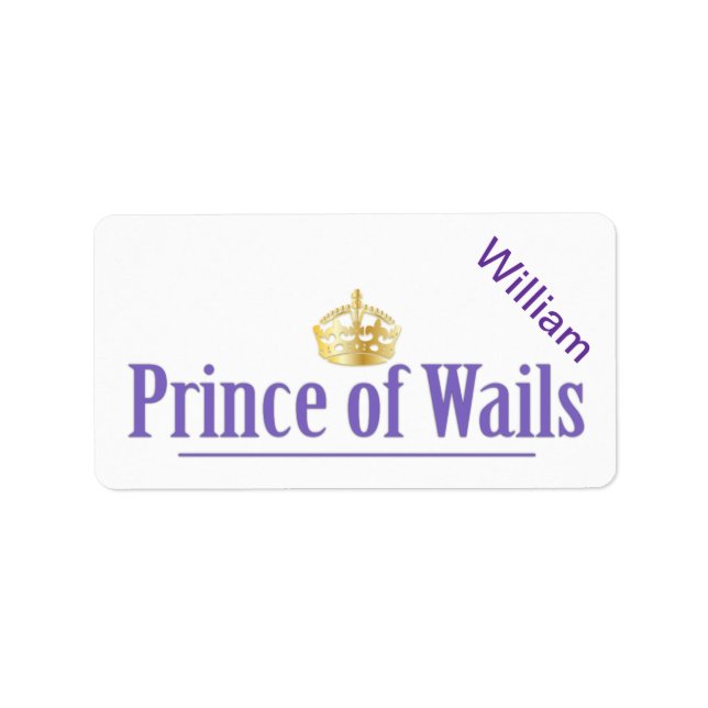 Prince of Wails / Princess of Wails (Wales) Adressetikett (Framsidan)