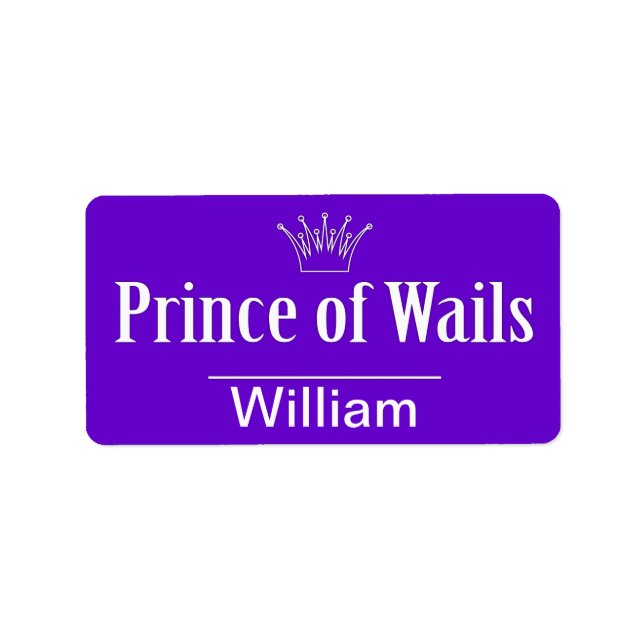 Prince of Wails / Princess of Wails (Wales) Adressetikett (Framsidan)