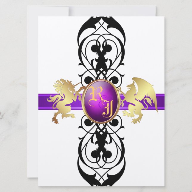 Prince & Princess Lila Guld Champagne 6x8 Inbjudningar (Framsida)