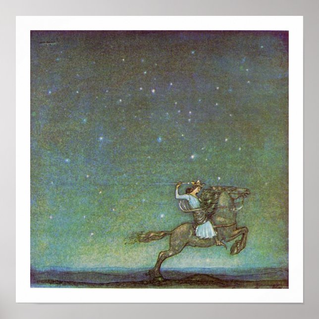 Prince Rides in Moonlight av John Bauer Poster (Framsidan)