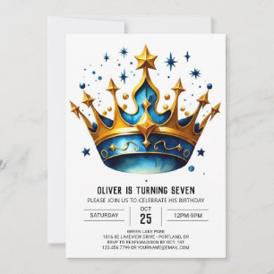 Prince Rosa Birthday Krona Inbjudningar