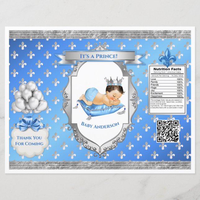 Prince Royal Baby blue & Silver Pillow Chip Bag (Framsida)